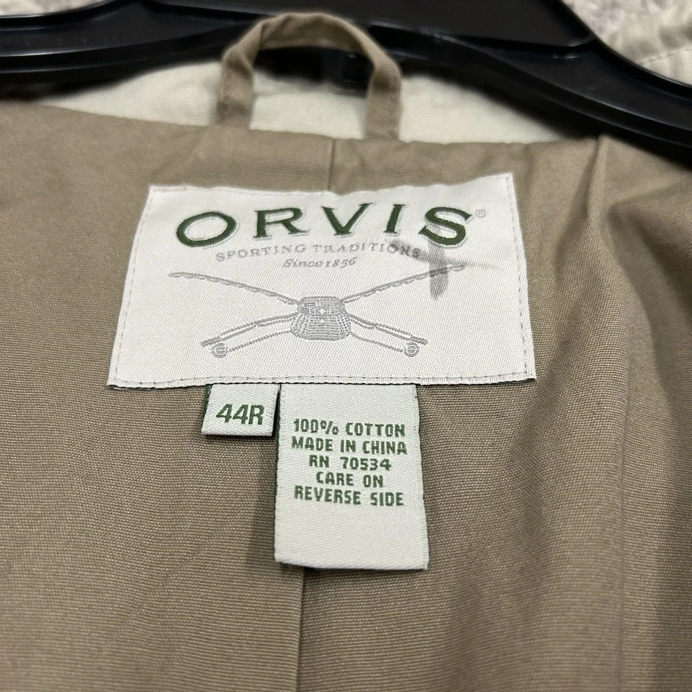Orvis Canvas Blazer Jacket Mens 44R 2 Button‎ Safari Outdoor Beige